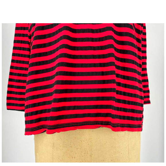 Michael Stars Original T-Shirt Red Black Striped OS - Picture 7 of 8
